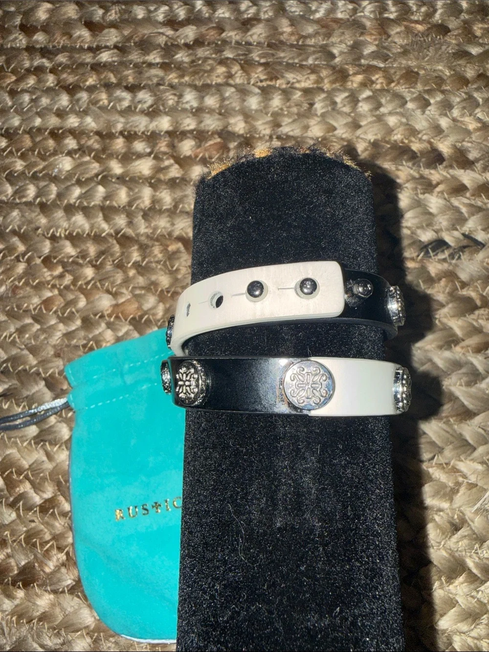 Rustic Cuff Black and White Wrap Bracelet